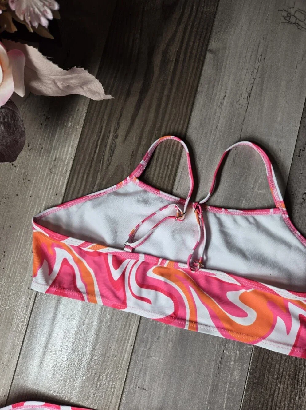 SHEIN Pink & Orange Swirl Two-Piece Bikini Set Teen Girl Size 12-13 Years NWOT